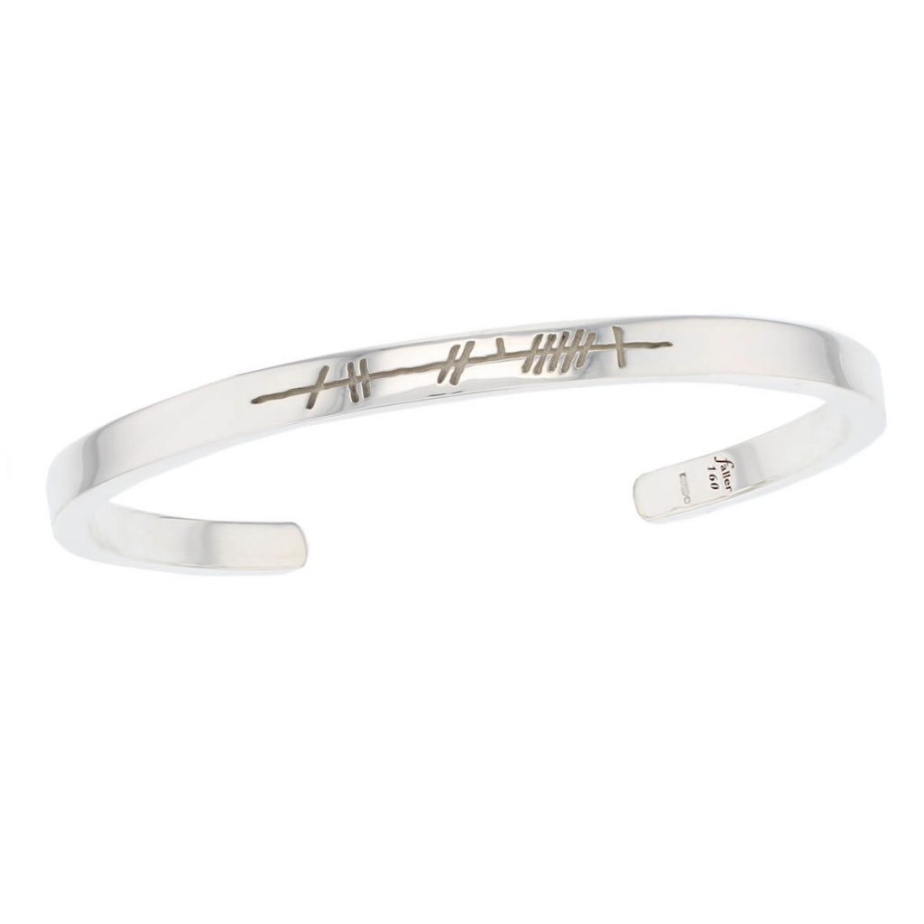 solid flat sterling silver ladies torc bangle with 12 ogham inscription options