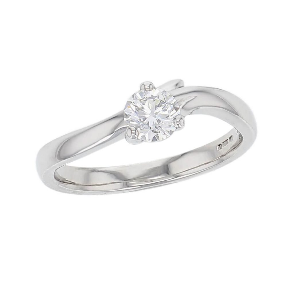 round cut solitaire diamond engagement ring, platinum, designer, handmade by Faller, hand crafted, betrothal, promise, precious jewellery, jewelry, GIA certified, bridal set, hand crafted, duet ring