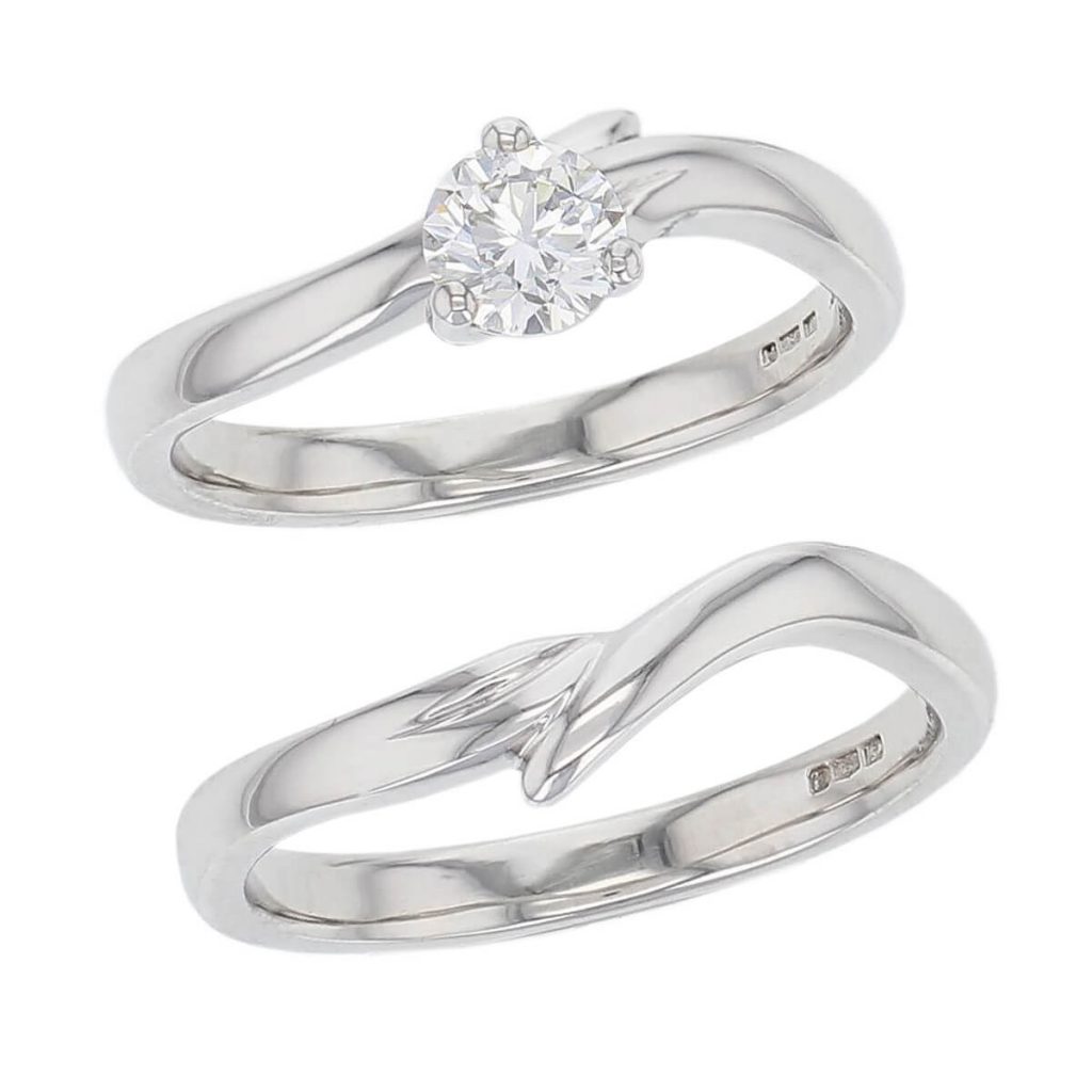 round cut solitaire diamond engagement ring, platinum, designer, handmade by Faller, hand crafted, betrothal, promise, precious jewellery, jewelry, GIA certified, bridal set, hand crafted, duet rings, wedding ring