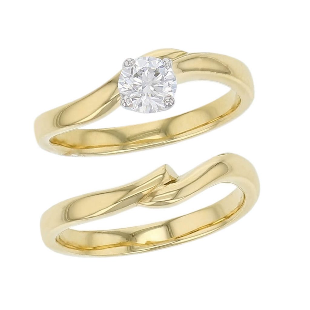 round cut solitaire diamond engagement ring, platinum, 18ct yellow gold, designer, handmade by Faller, hand crafted, betrothal, promise, precious jewellery, jewelry, GIA certified, bridal set, hand crafted, duet rings, wedding ring