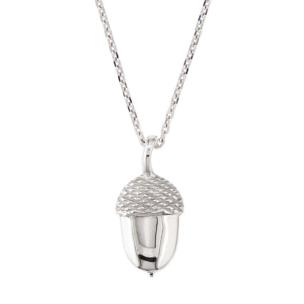 sterling silver large acorn pendant and chain
