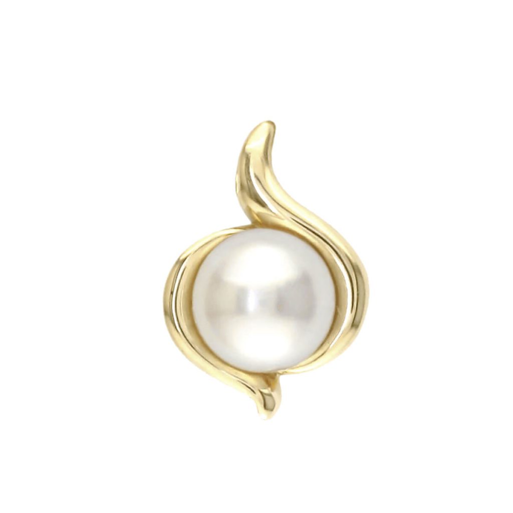 6.5mm Akoya cultured saltwater pearl 18ct yellow gold pendant with chain