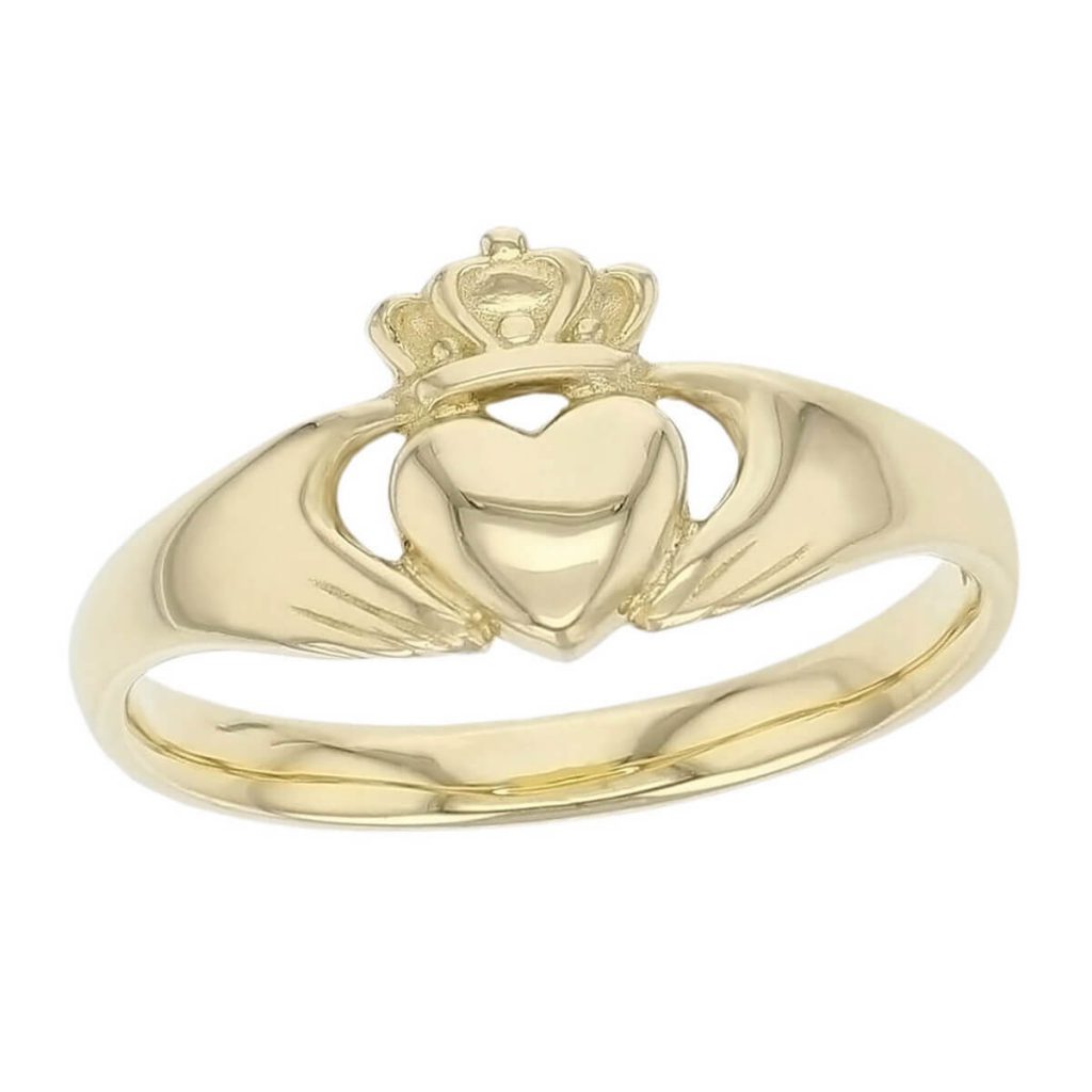 medium ladies 18ct yellow gold claddagh ring