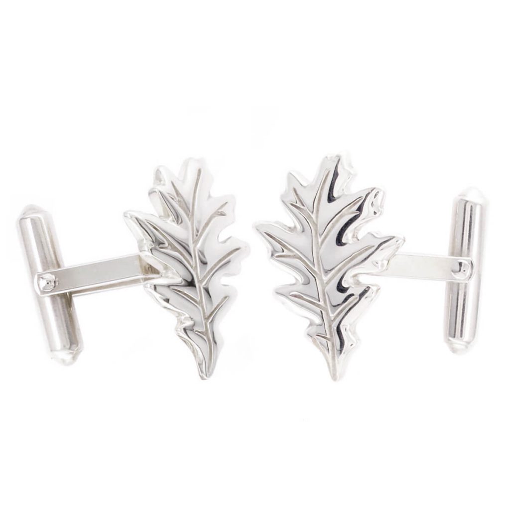 oak leaf sterling silver cufflinks
