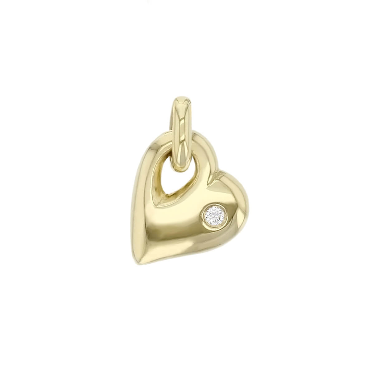Faller 18ct yellow gold ladies heart pendant with chain, round brilliant cut diamond,18kt, designer, handmade by Faller, Derry/ Londonderry, hand crafted, precious jewellery, jewelry, love
