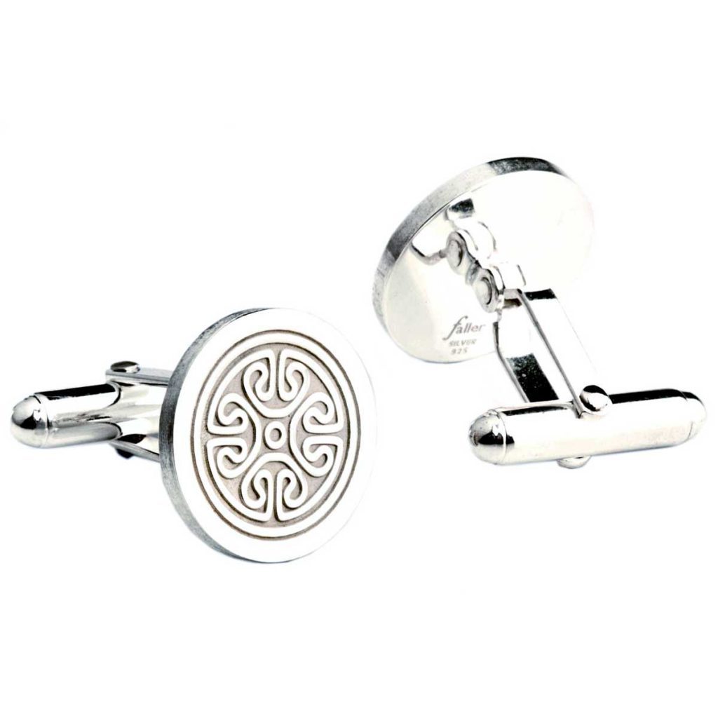 Bodan cross, Clonca, Donegal, celtic silver round cufflinks