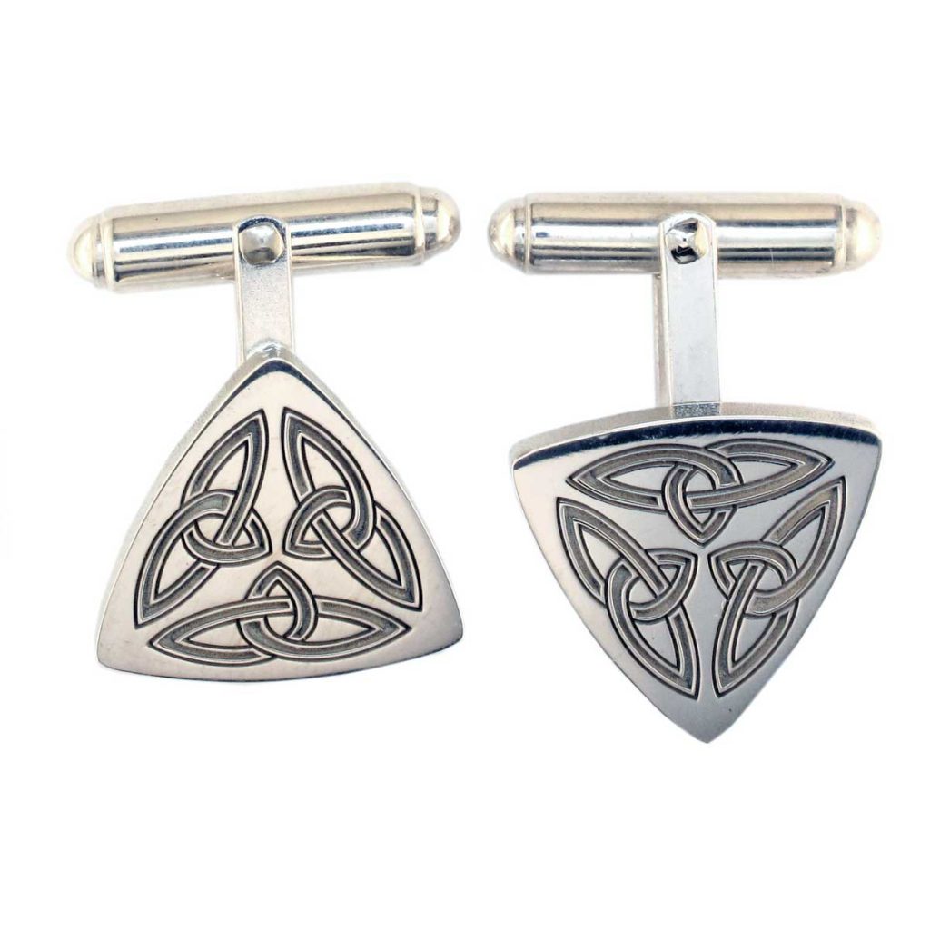 3 Celtic knots trianular silver cufflinks