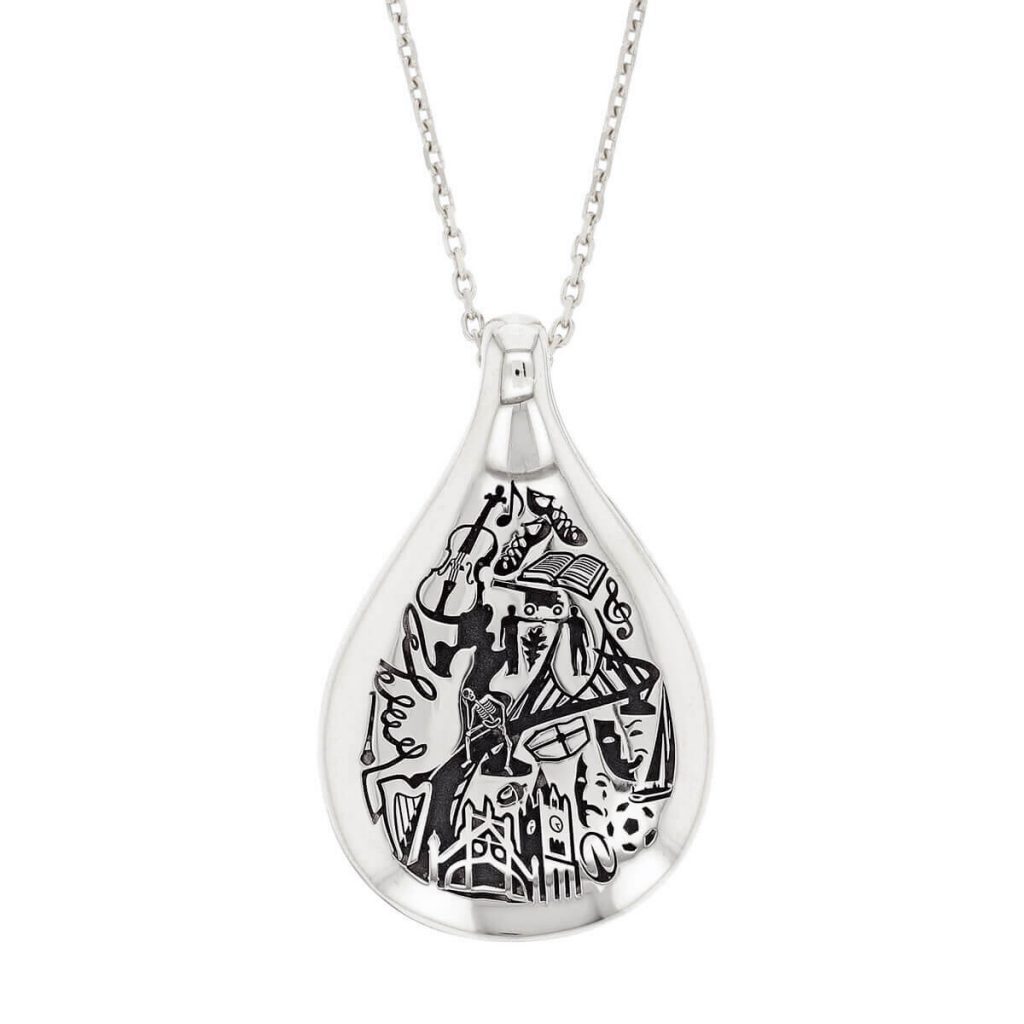 silver drop of derry pendant with chain