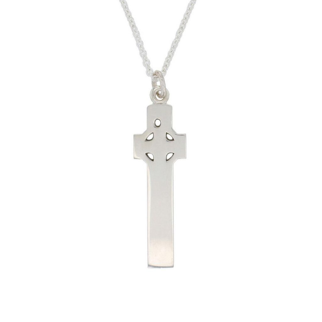 small silver Cooley cross, Moville pendant with chain