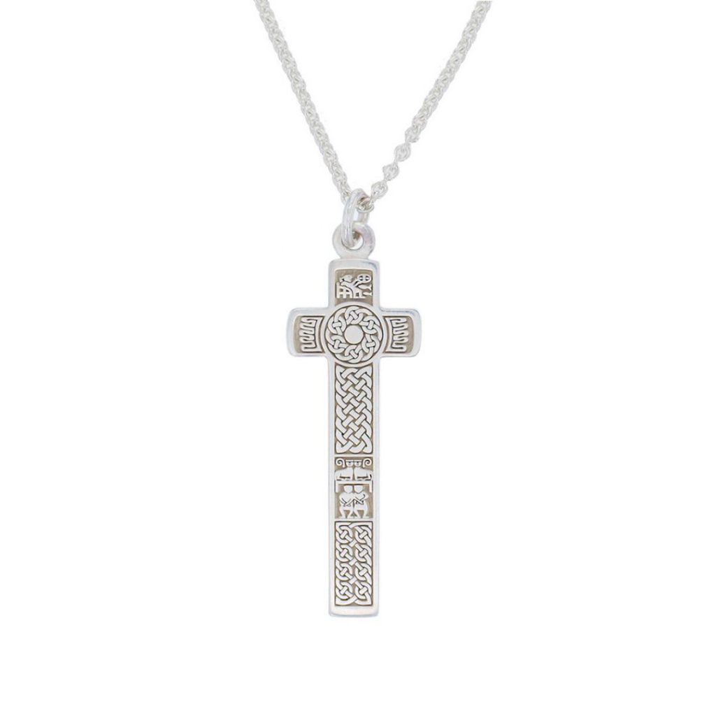 small silver Bodan cross, Clonca pendant with chain