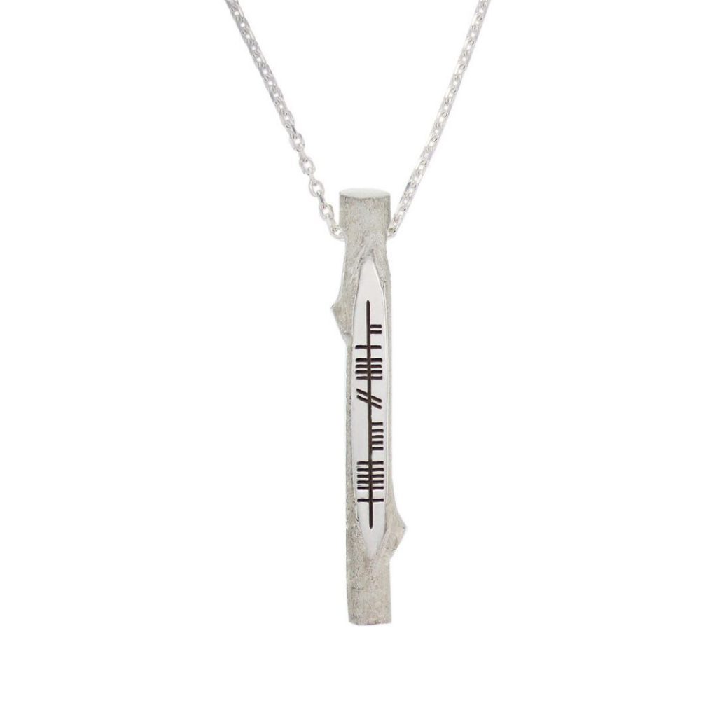 angel, aingeal, Ogham Stick sterling silver pendant, Faller, ancient script, talisman, oak twig secret message, celtic runes, Celtic Tree Alphabet, gaelic, hand-made, pillar