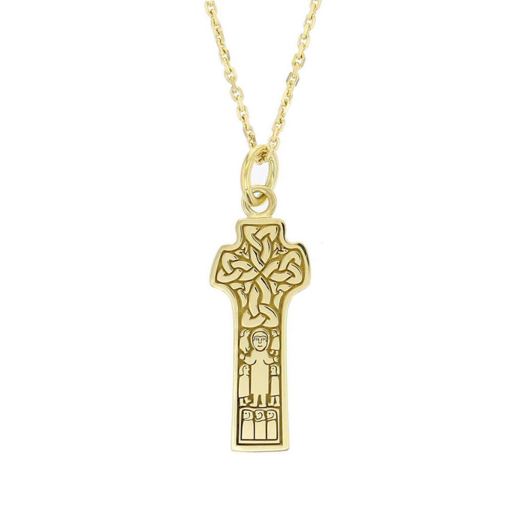 Donagh cross, Carndonagh small 18ct yellow gold pendant with chain