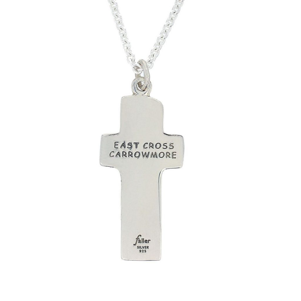 silver Carrowmore cross pendant back view
