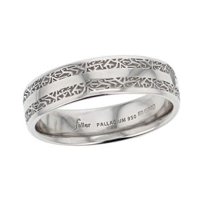 continuous double row twig wedding ring pattern, men’s, gents