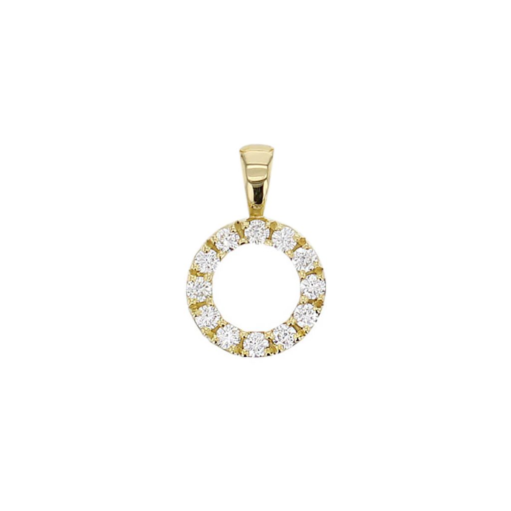 18ct yellow gold small diamond eternal circle pendant