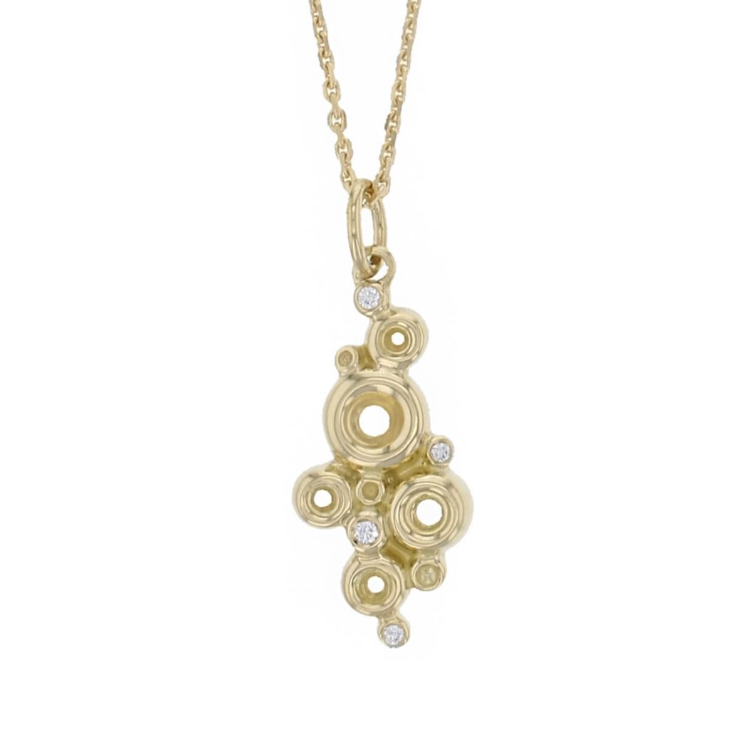 18ct yellow gold diamond fizz pendant with chain