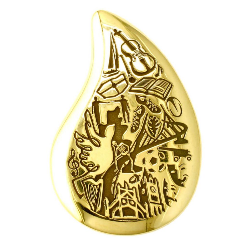 18ct yellow gold drop of derry brooch