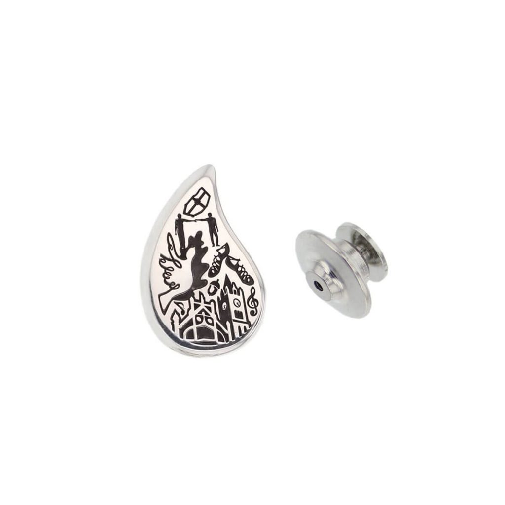 silver drop of derry guildhall lapel pin