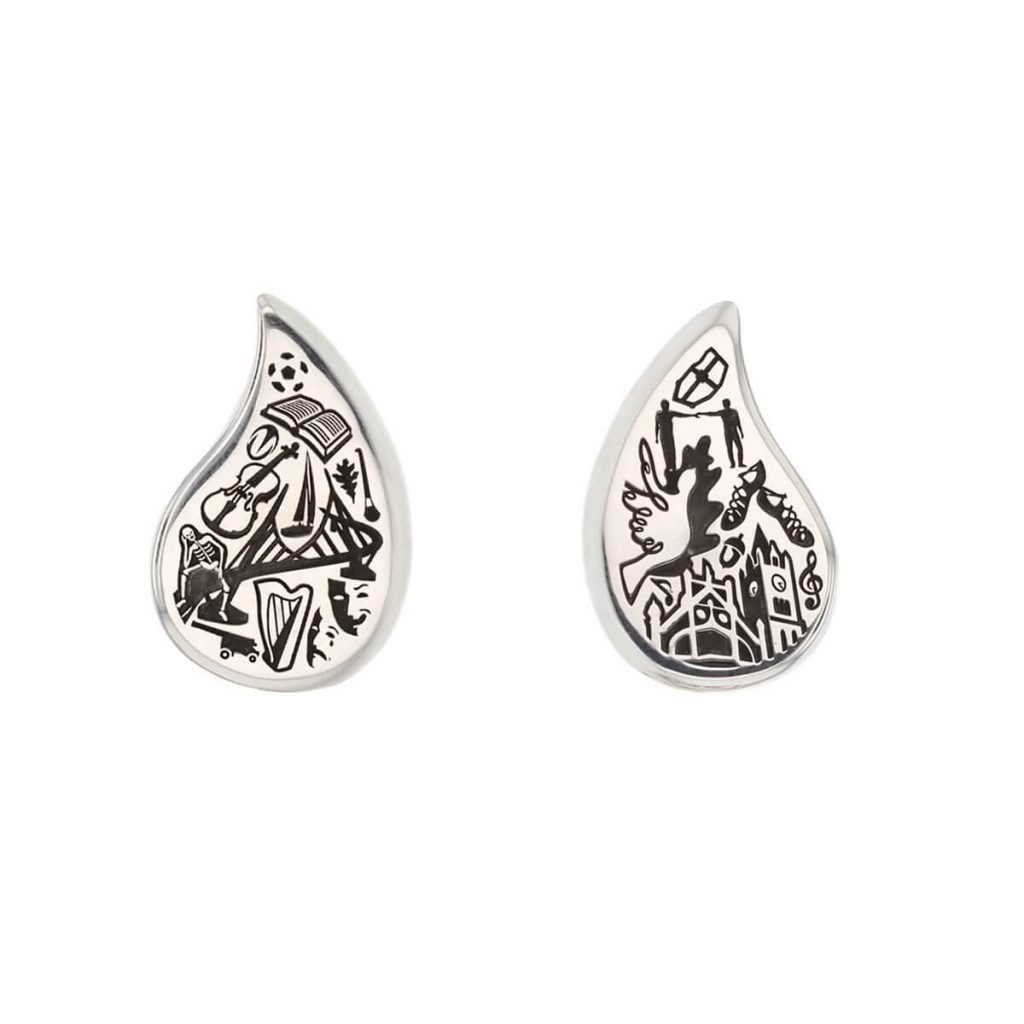 silver drop of derry stud earrings