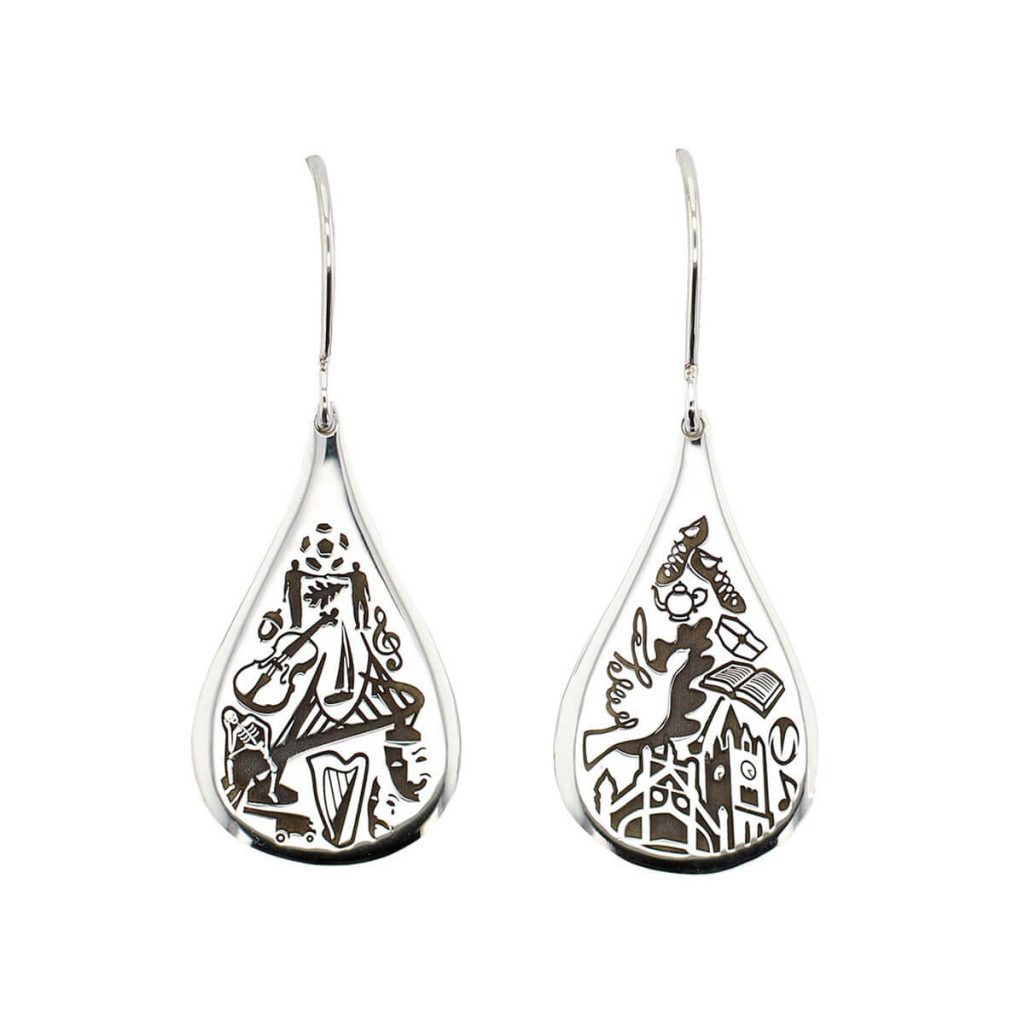 silver drop of derry drop earrings