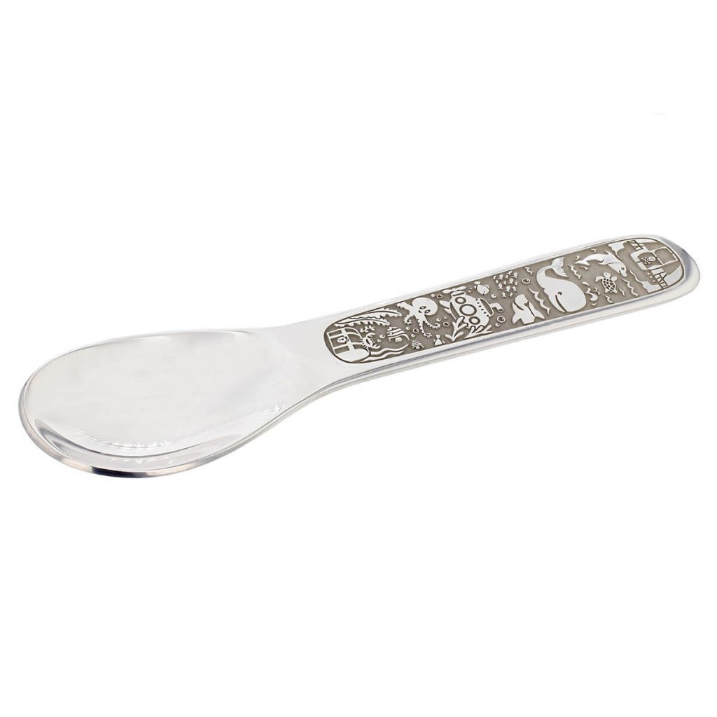 ocean silver baby christening spoon