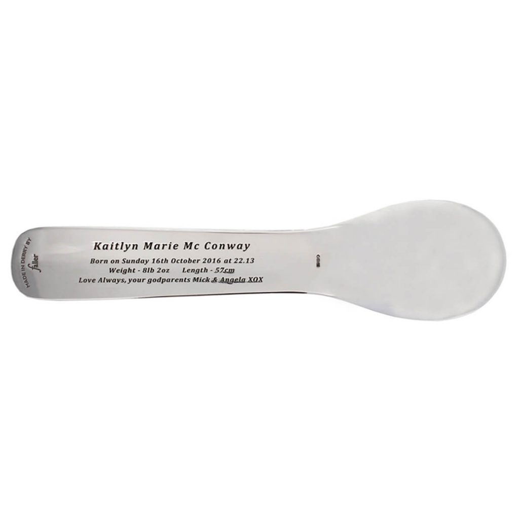 personalised engraving of baptismal spoon