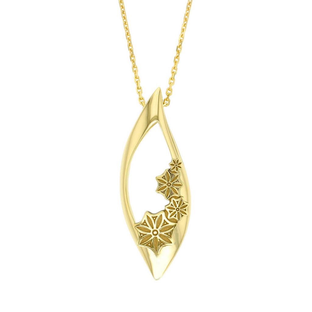 Marigold Floral small 18ct yellow gold pendant with chain