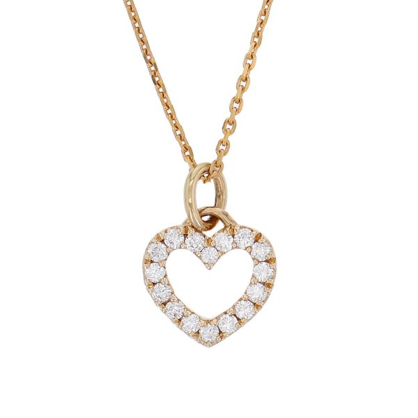 18ct rose gold diamond heart outline pendant, Ireland, designer handmade by Faller, hand crafted