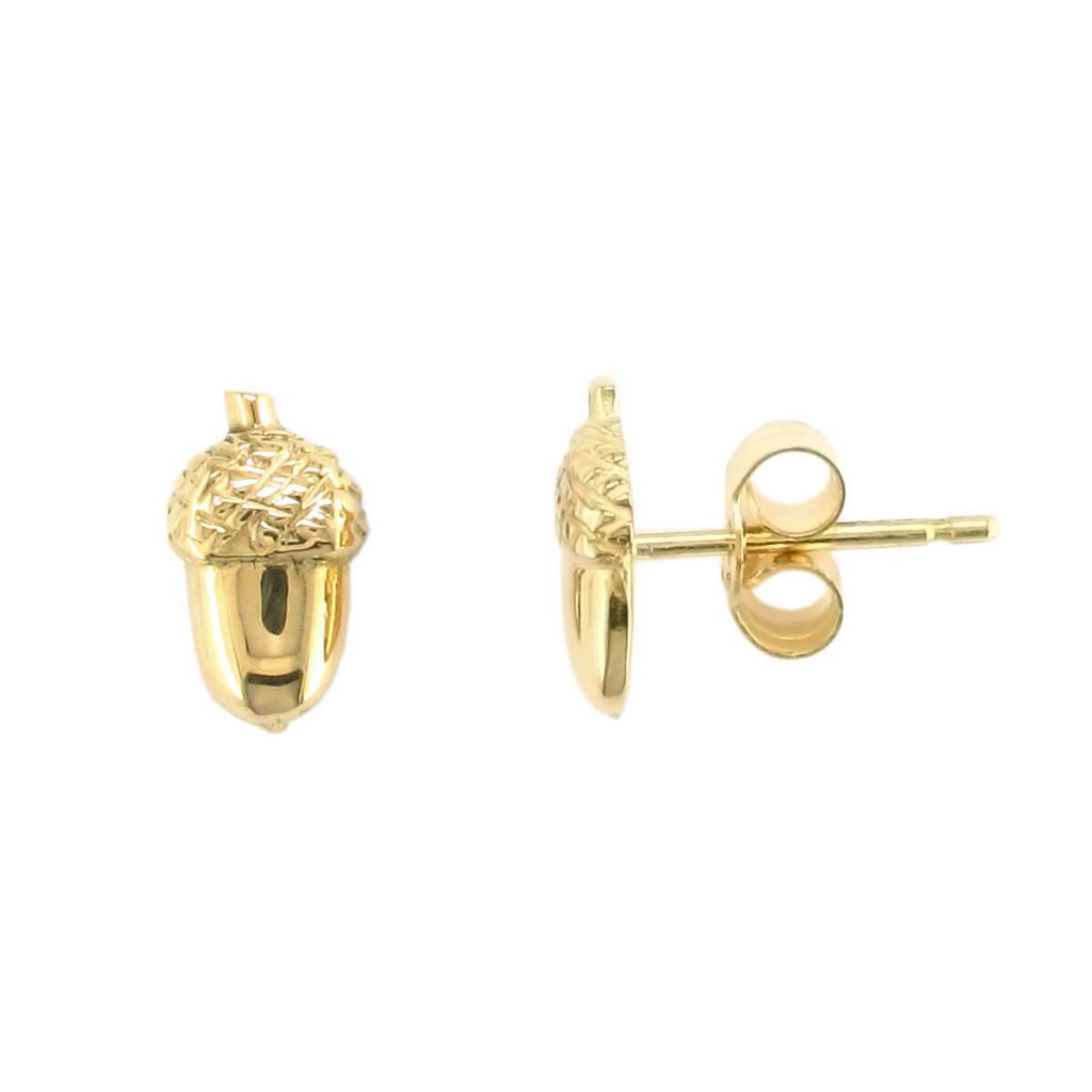 18ct yellow gold small acorn stud earrings