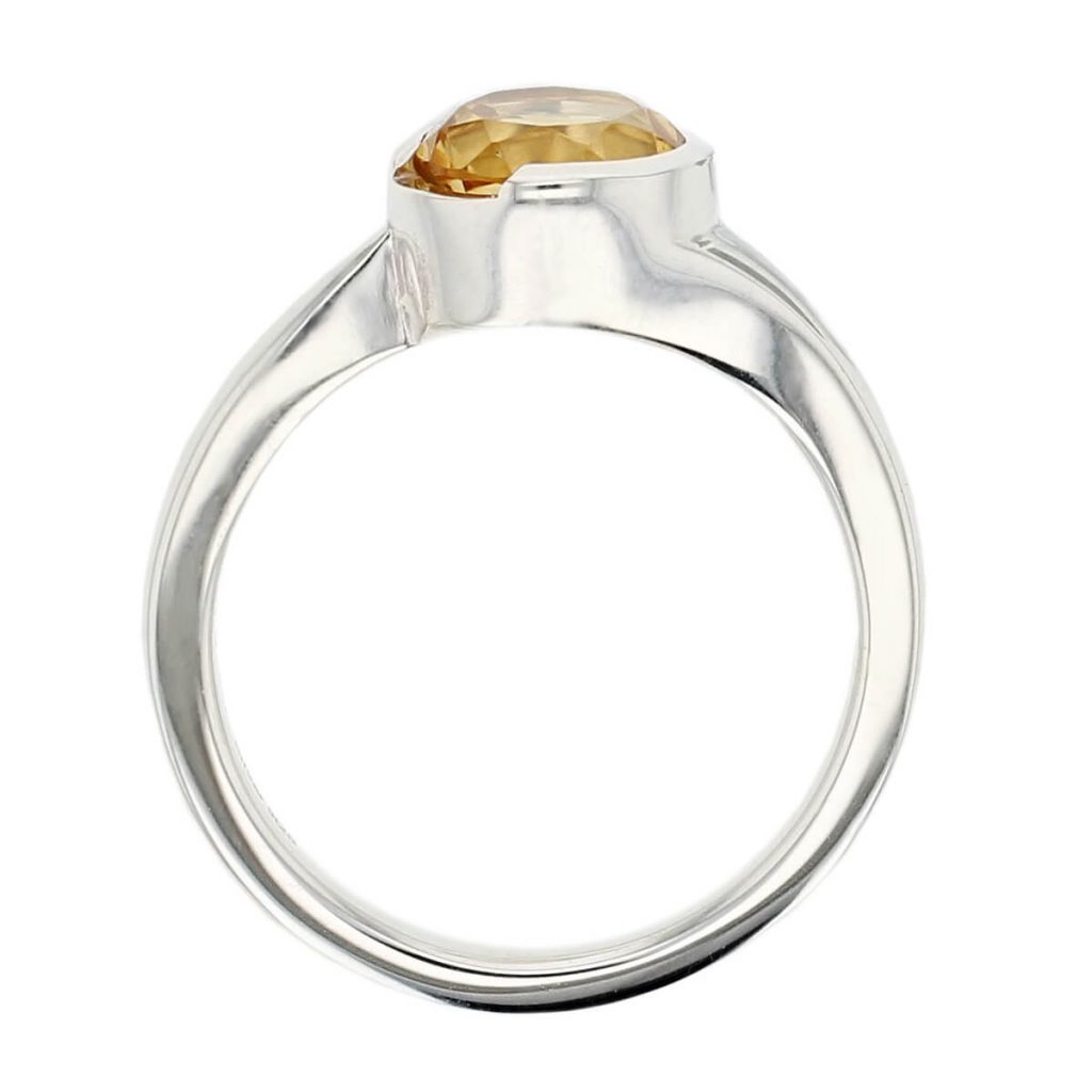 D’arcy sterling silver round cut faceted citrine gemstone ring, side view