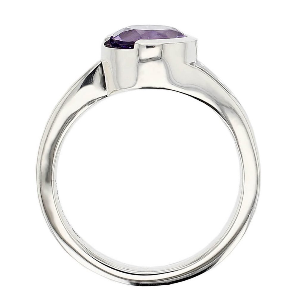 D’arcy sterling silver round cut faceted amethyst gemstone ring, side view