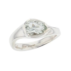 D’arcy sterling silver pear cut faceted green quartz gemstone ring, top view