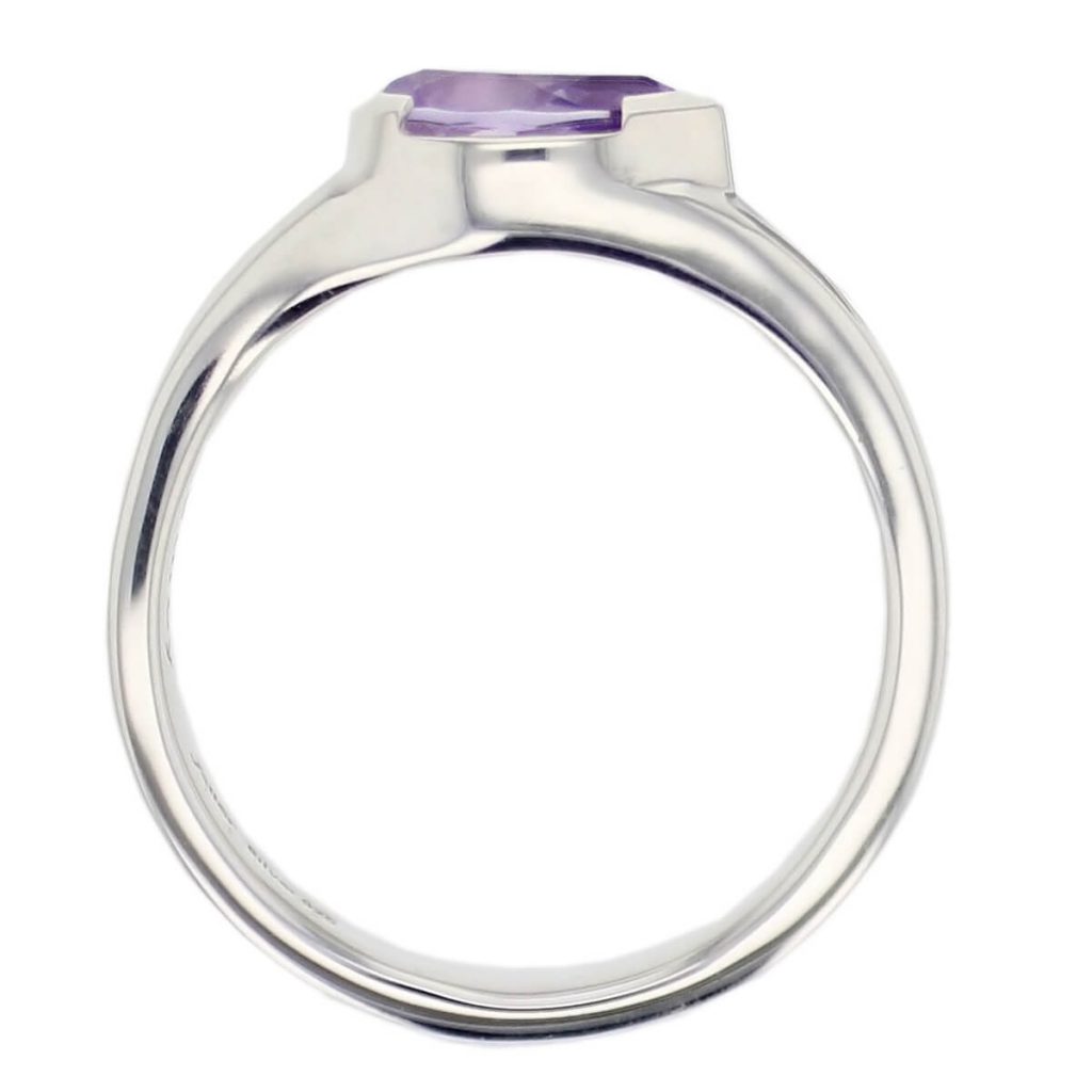 D’arcy sterling silver pear cut faceted amethyst gemstone ring, side view