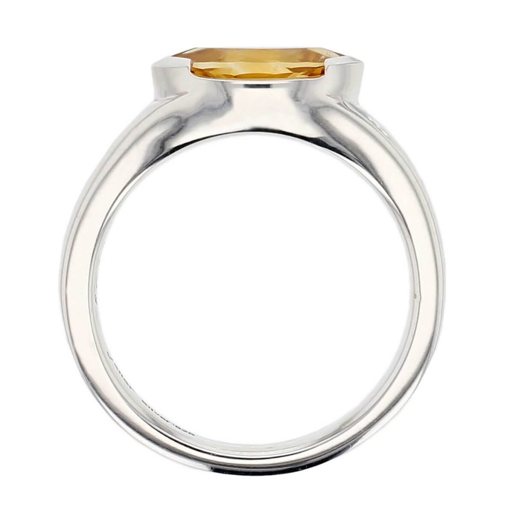 D’arcy sterling silver marquise cut faceted citrine gemstone ring, side view