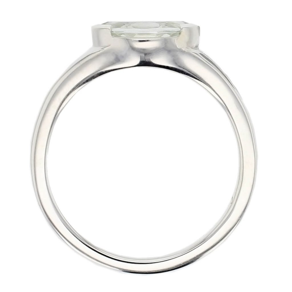 D’arcy sterling silver marquise cut faceted green quartz gemstone ring, side view