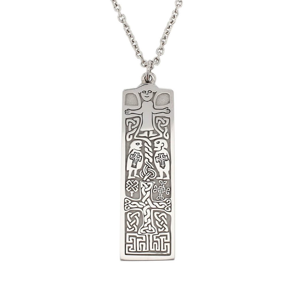 Marigold pillar stone silver pendant