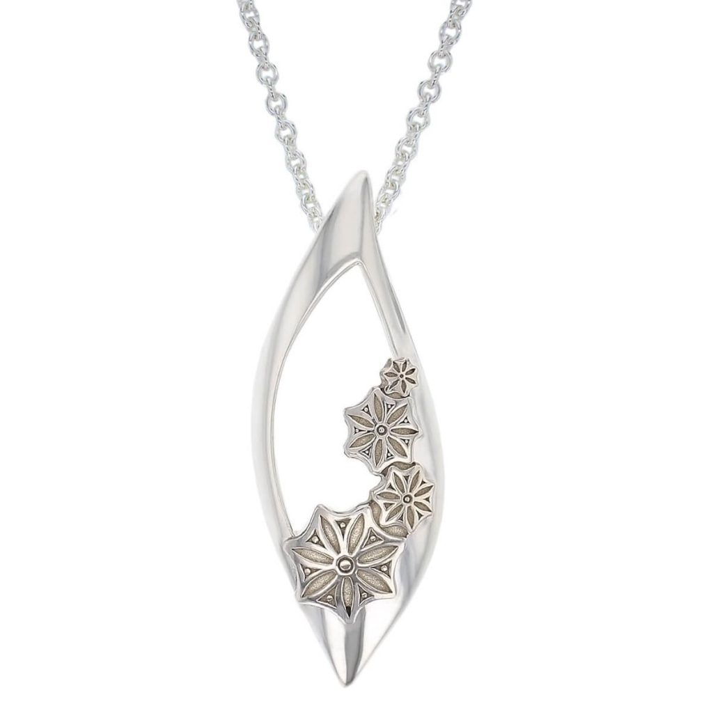 Marigold Floral small silver pendant with chain