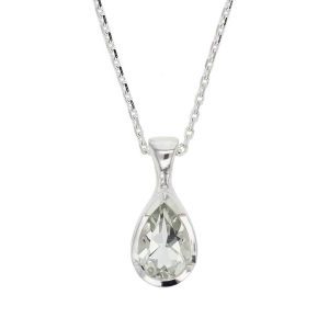 D’arcy sterling silver pear cut faceted green quartz gemstone pendant and chain