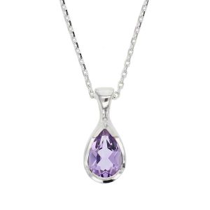 D’arcy sterling silver pear cut faceted amethyst gemstone pendant and chain