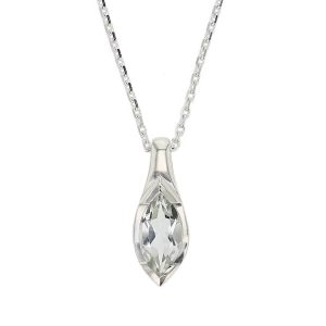 D’arcy sterling silver marquise cut faceted green quartz gemstone pendant and chain