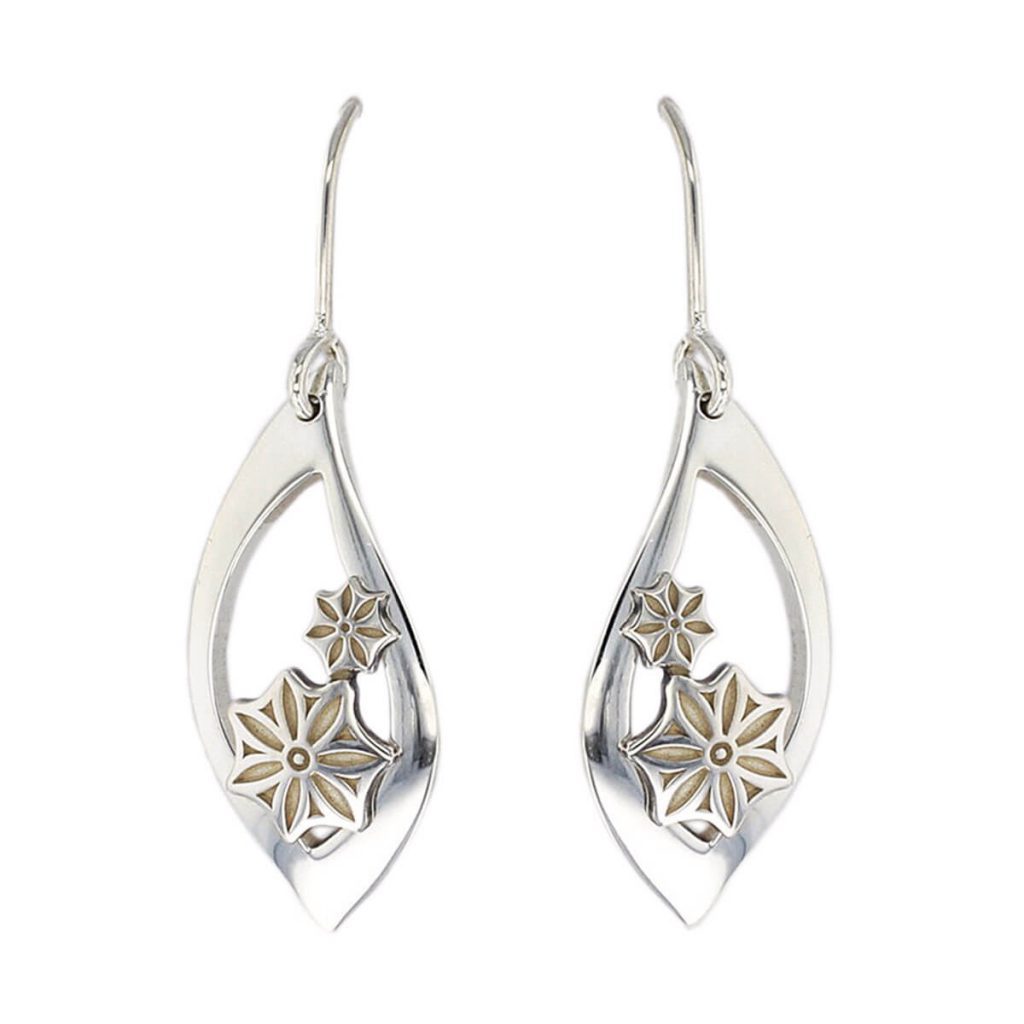 Marigold Floral silver and drop earrings
