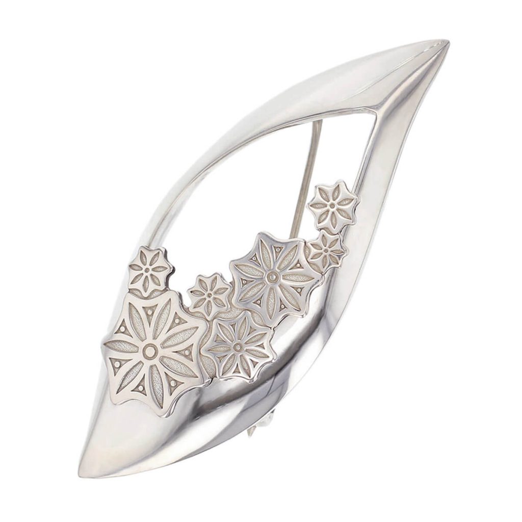 Marigold Floral silver brooch