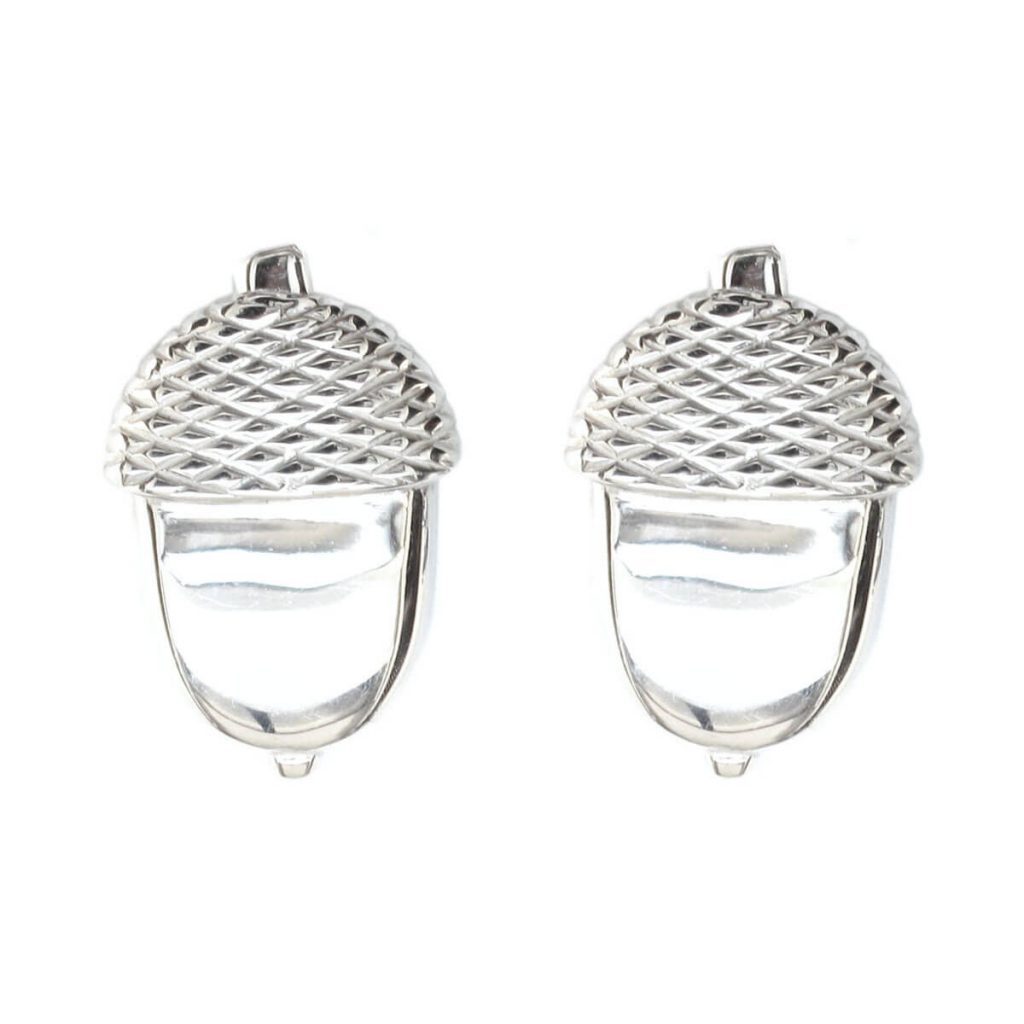 sterling silver acorn cufflinks front view