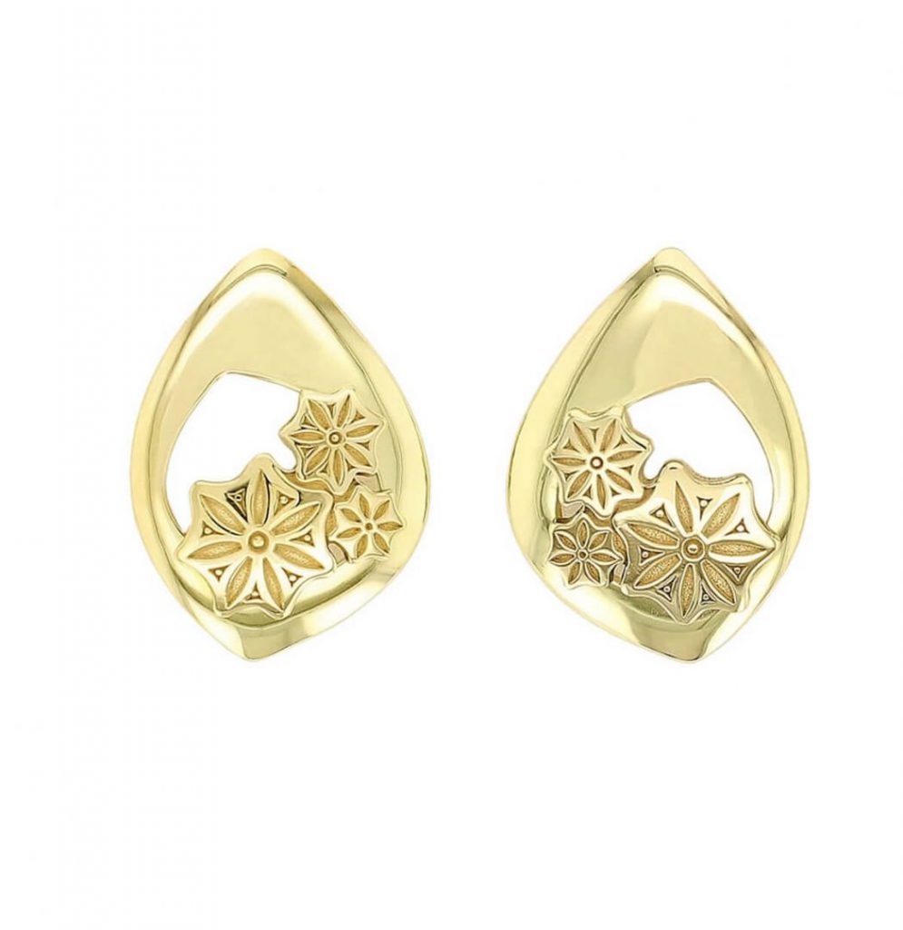 Marigold Floral 18ct yellow gold stud earrings