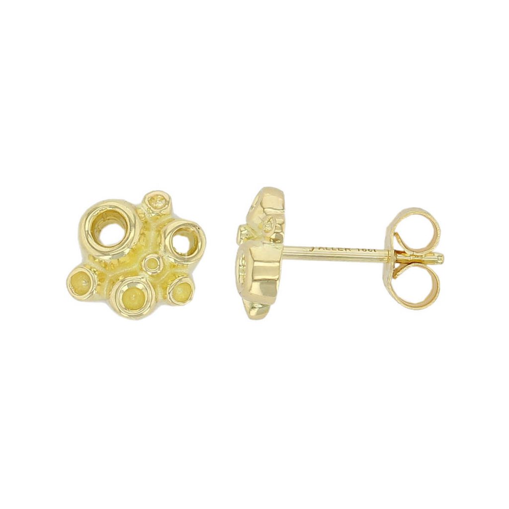 Fizz small 18ct yellow gold stud earrings side view