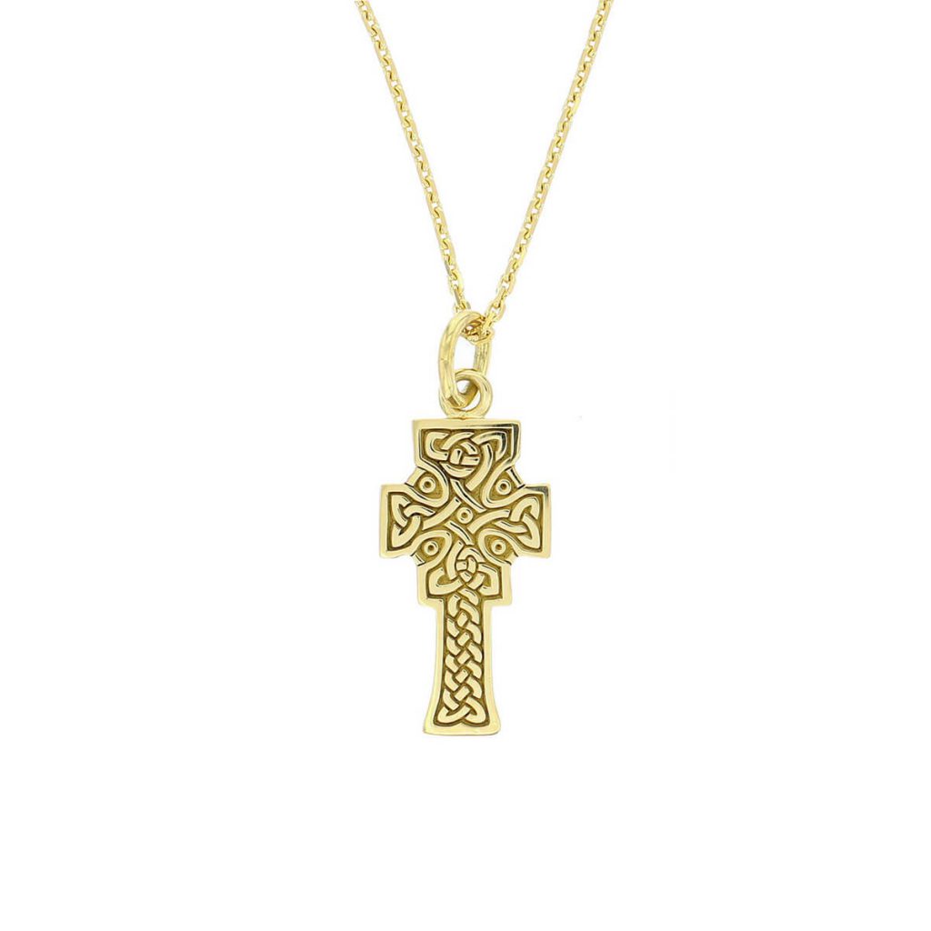 Mura cross, Fahan small 18ct yellow gold pendant with chain