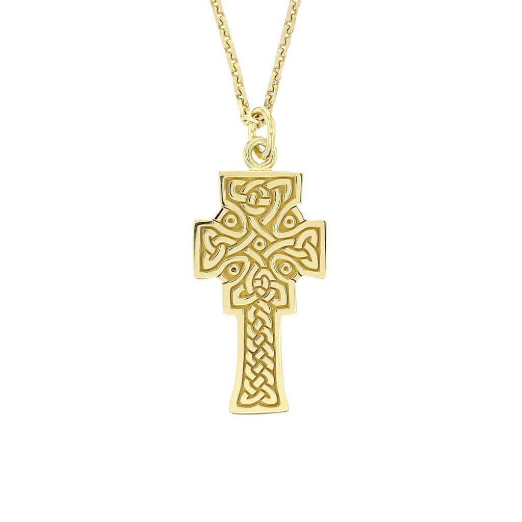 Mura cross, Fahan large 18ct yellow gold pendant with chain