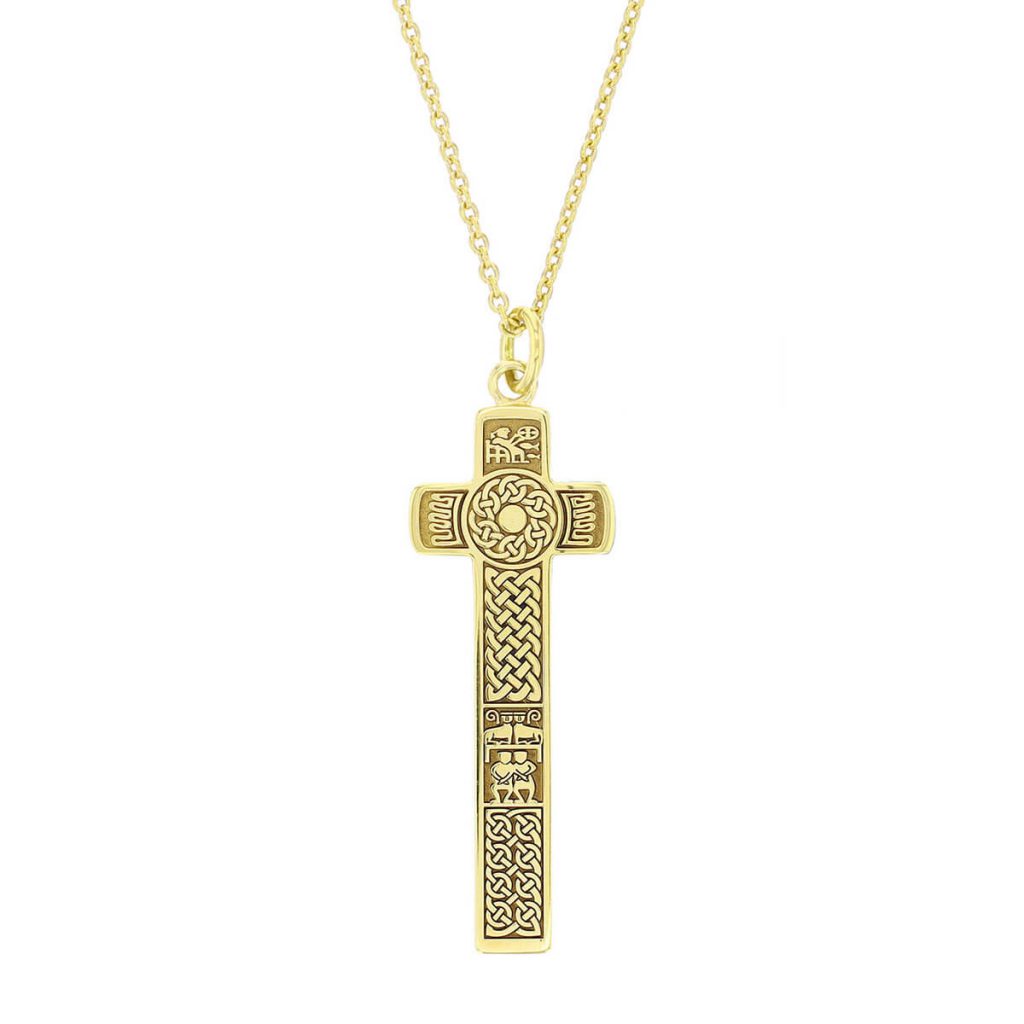 small 18ct yellow gold Bodan cross, Clonca pendant with chain