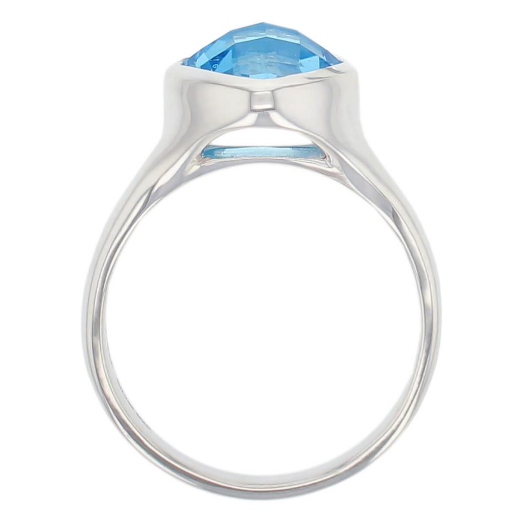 D’arcy cushion chequerboard blue topaz sterling silver gemstone dress ring, side view
