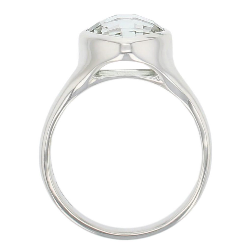 D’arcy cushion chequerboard green quartz sterling silver gemstone dress ring. side view